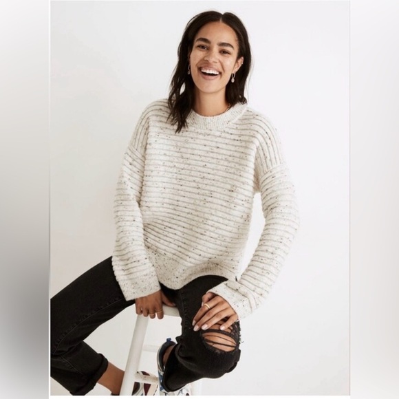 Madewell Sweaters - Madewell Donegal Elsmere Wool Blend
Ribbed Knit Pullover Sweater, XXS